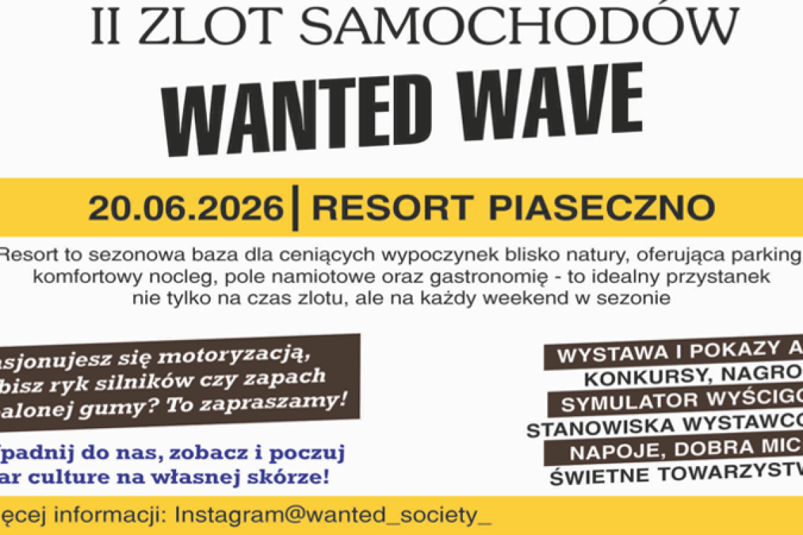 Wanted Wave 2 — zlot fanów motoryzacji nad jeziorem Piaseczno